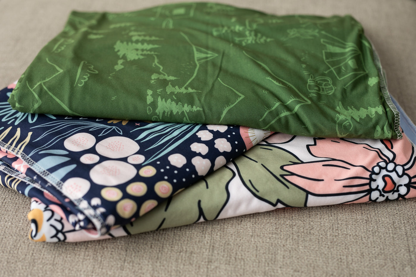 Forest Green Camping 2-Sided Swaddle