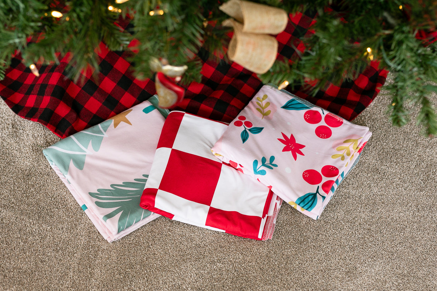 Pink Christmas Tree 2-Sided Swaddle