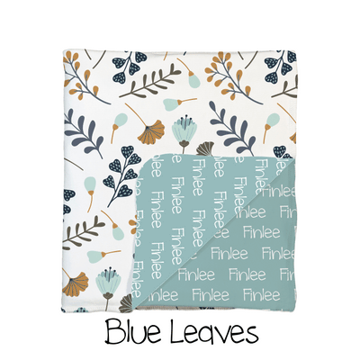 Blue Leaves 2-Sided Swaddle