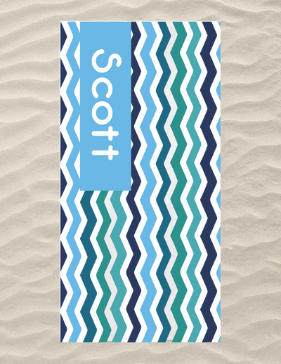 Blue Zigzag Horizontal Beach Towel