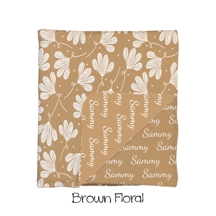 Brown Floral 2-Sided Swaddle