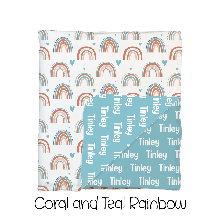 Coral and Teal Rainbow 2-Sided Swaddle