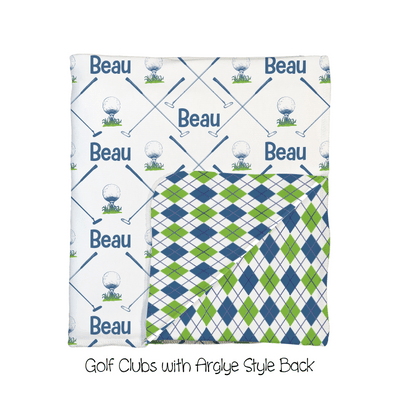 Golf Clubs with Argyle Back 2-Sided Swaddle