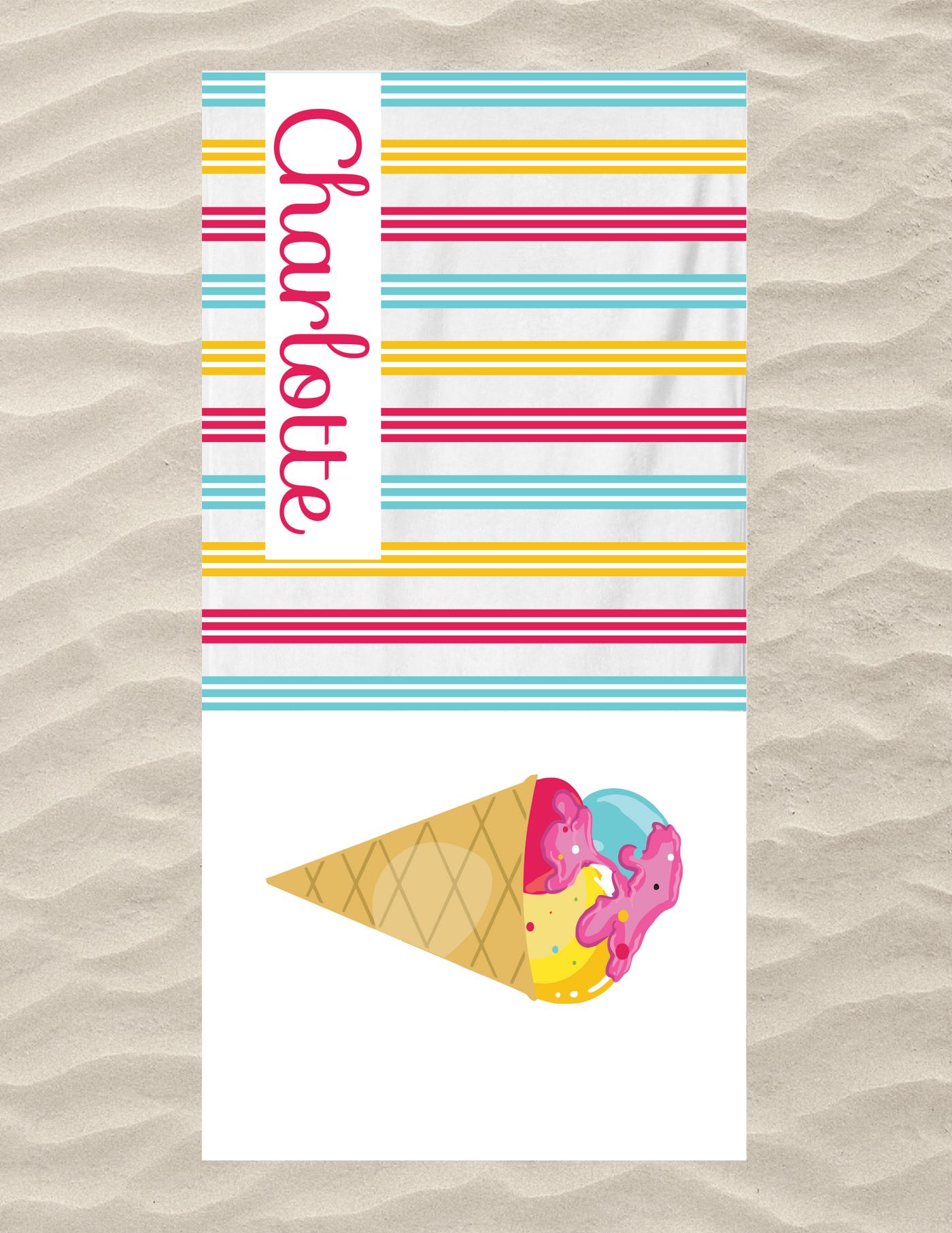 Ice Cream Cone Beach Towel
