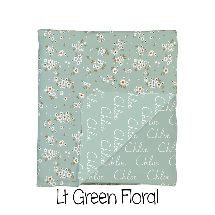 Lt Green Floral 2-Sided Swaddle