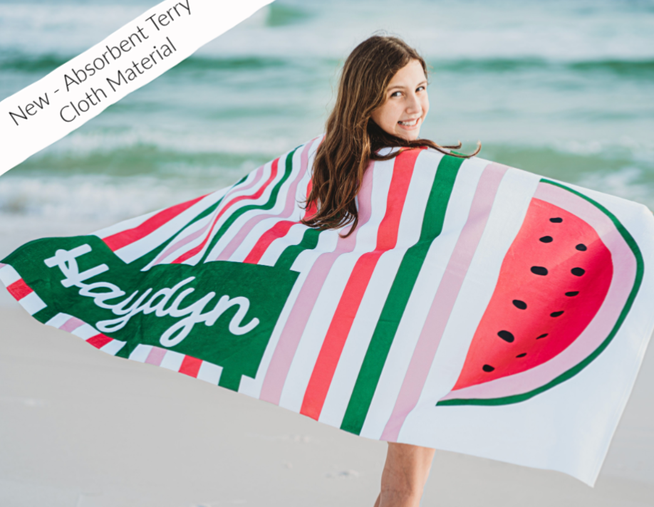 Pastel Stripe Name Repeat Beach Towel