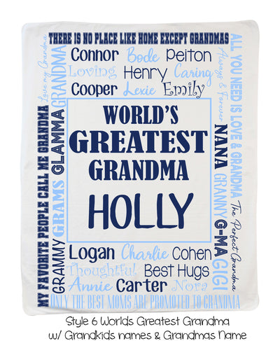 Style 6 World's Greatest Grandma with Grandma's Name & Grandkids Names