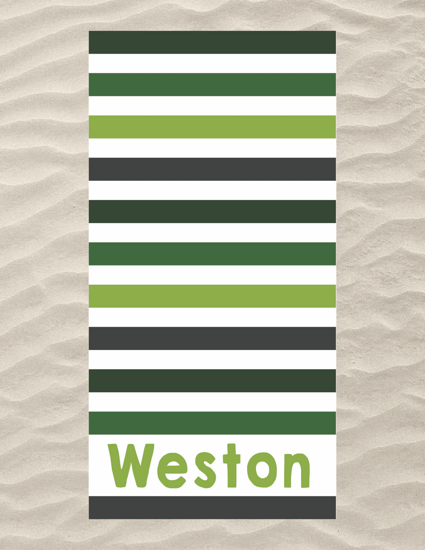 Green Lime Stripe Beach Towel